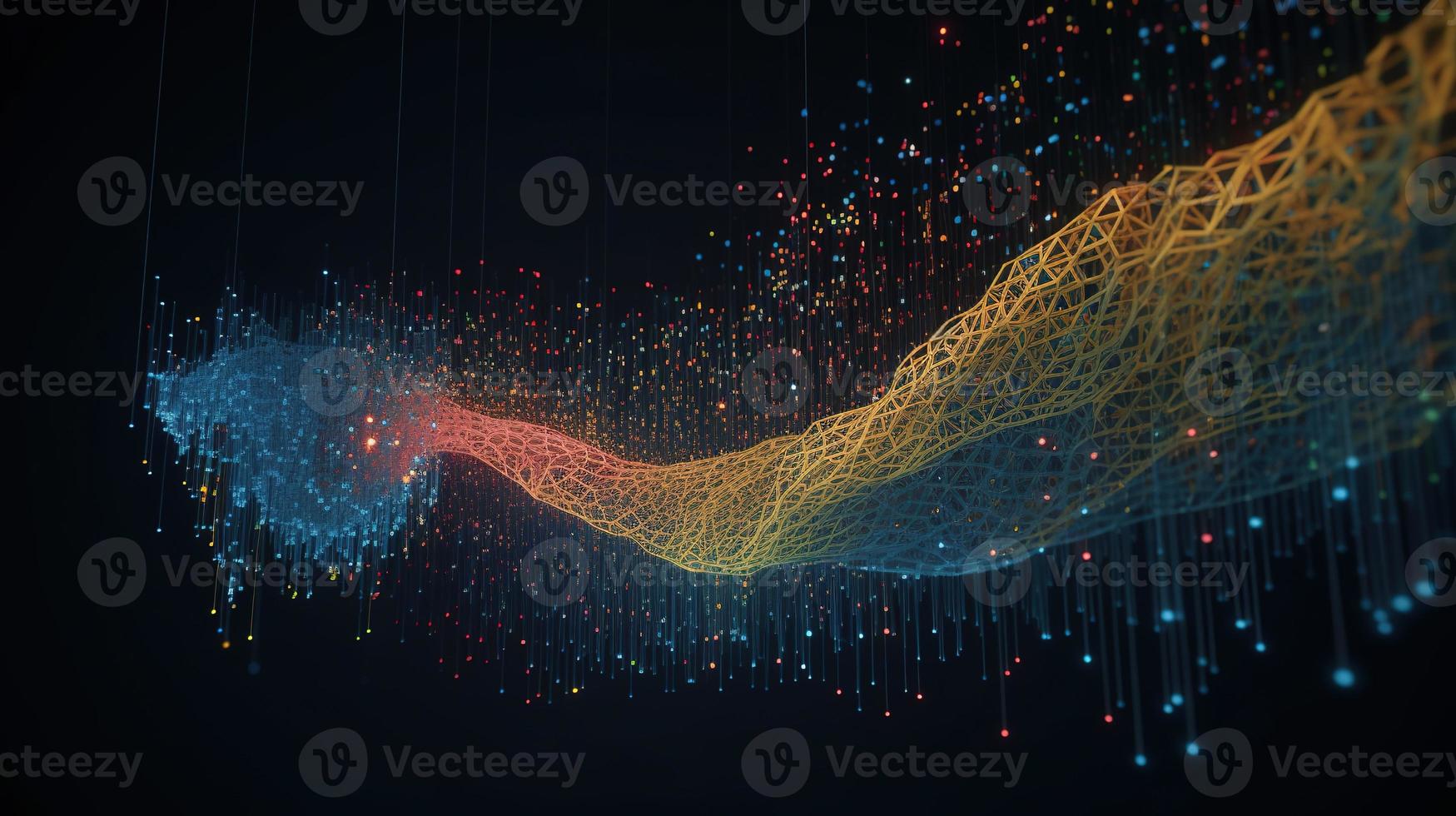 3D rendering of abstract technology concept. Digital data transfer and communication photo