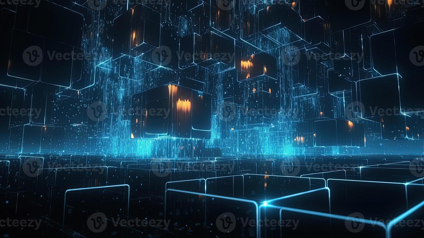 3D rendering of abstract technology concept. Digital data transfer and communication photo