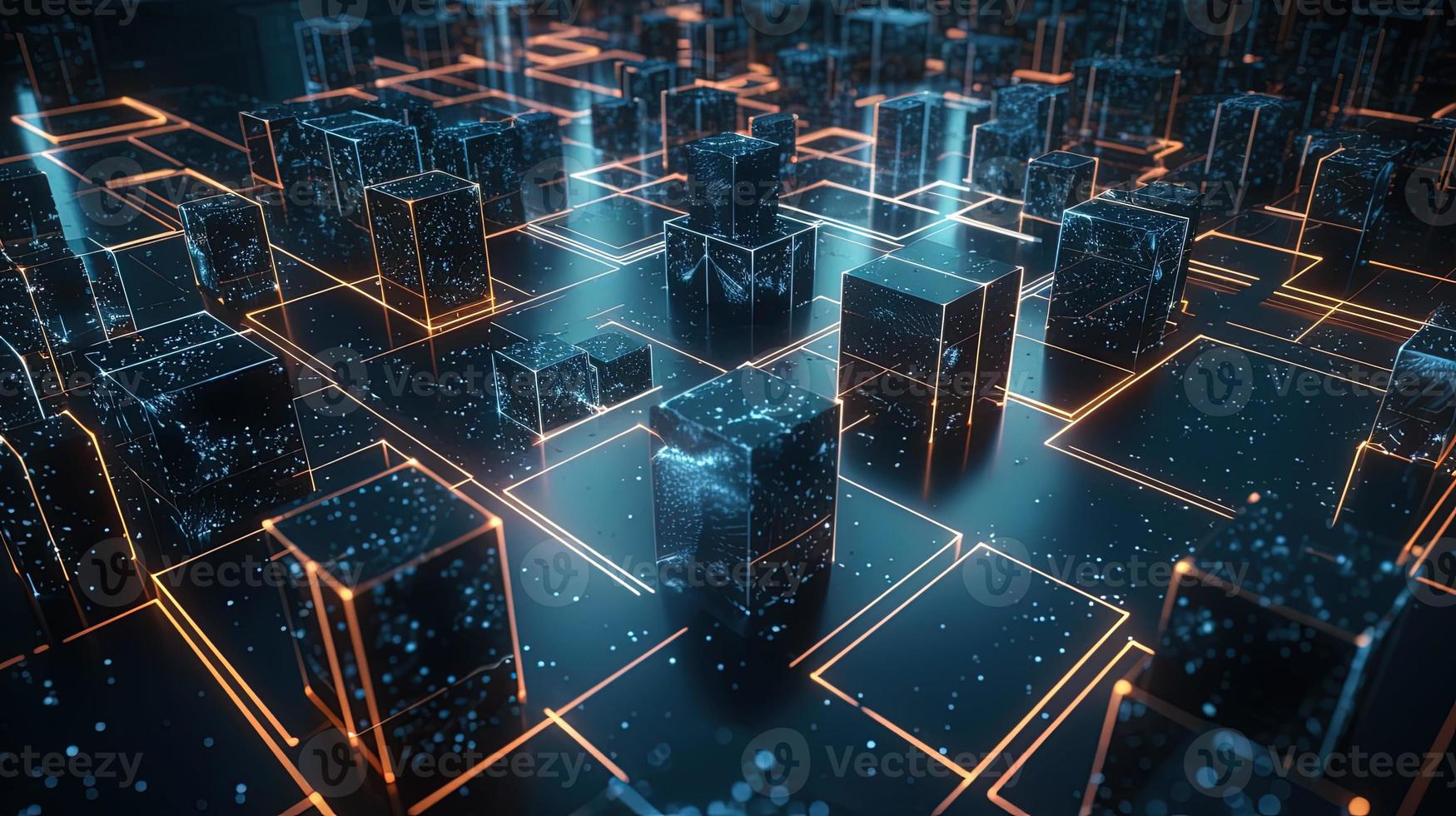 3D rendering of abstract technology concept. Digital data transfer and communication photo