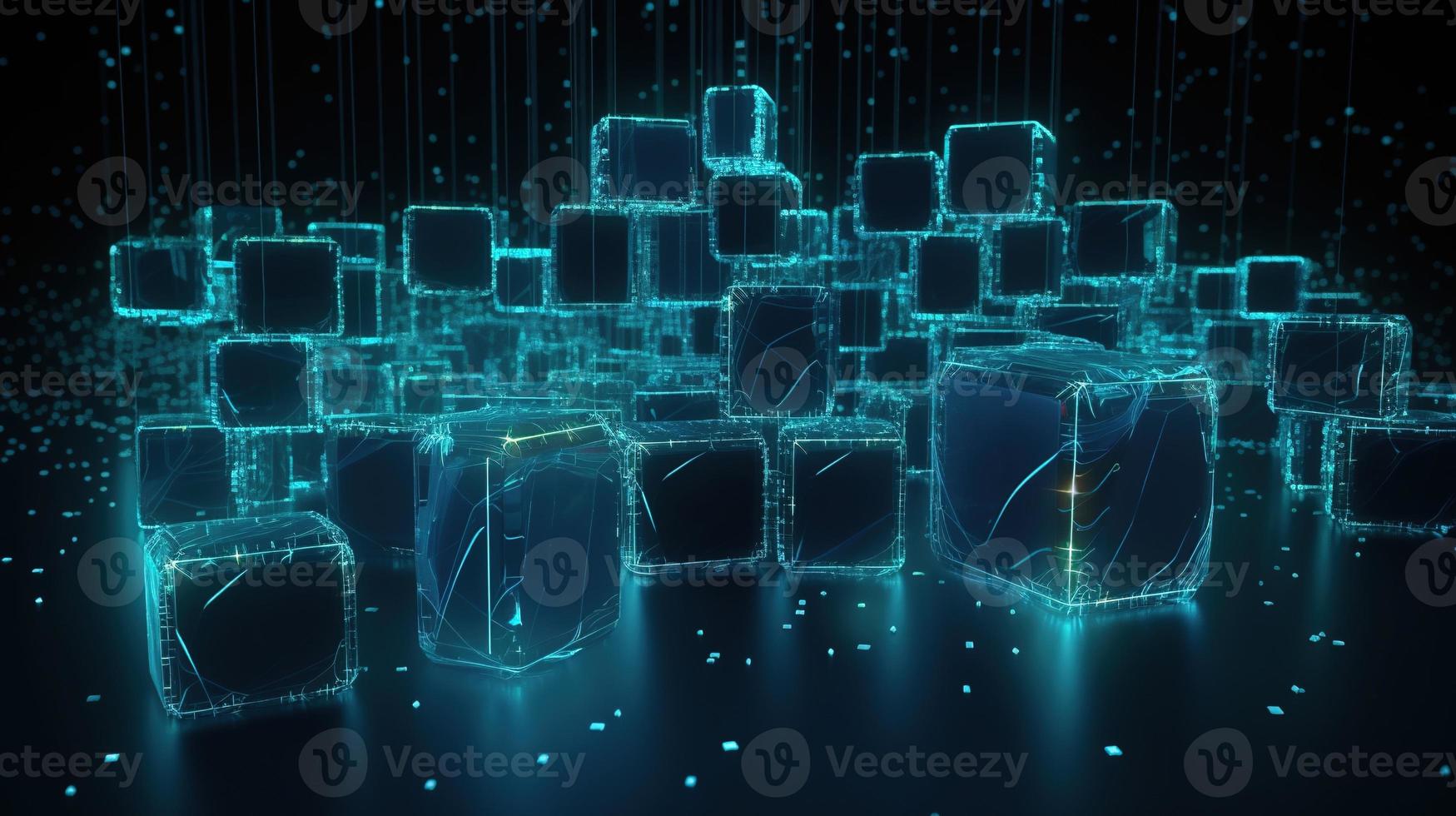 3D rendering of abstract technology concept. Digital data transfer and communication photo