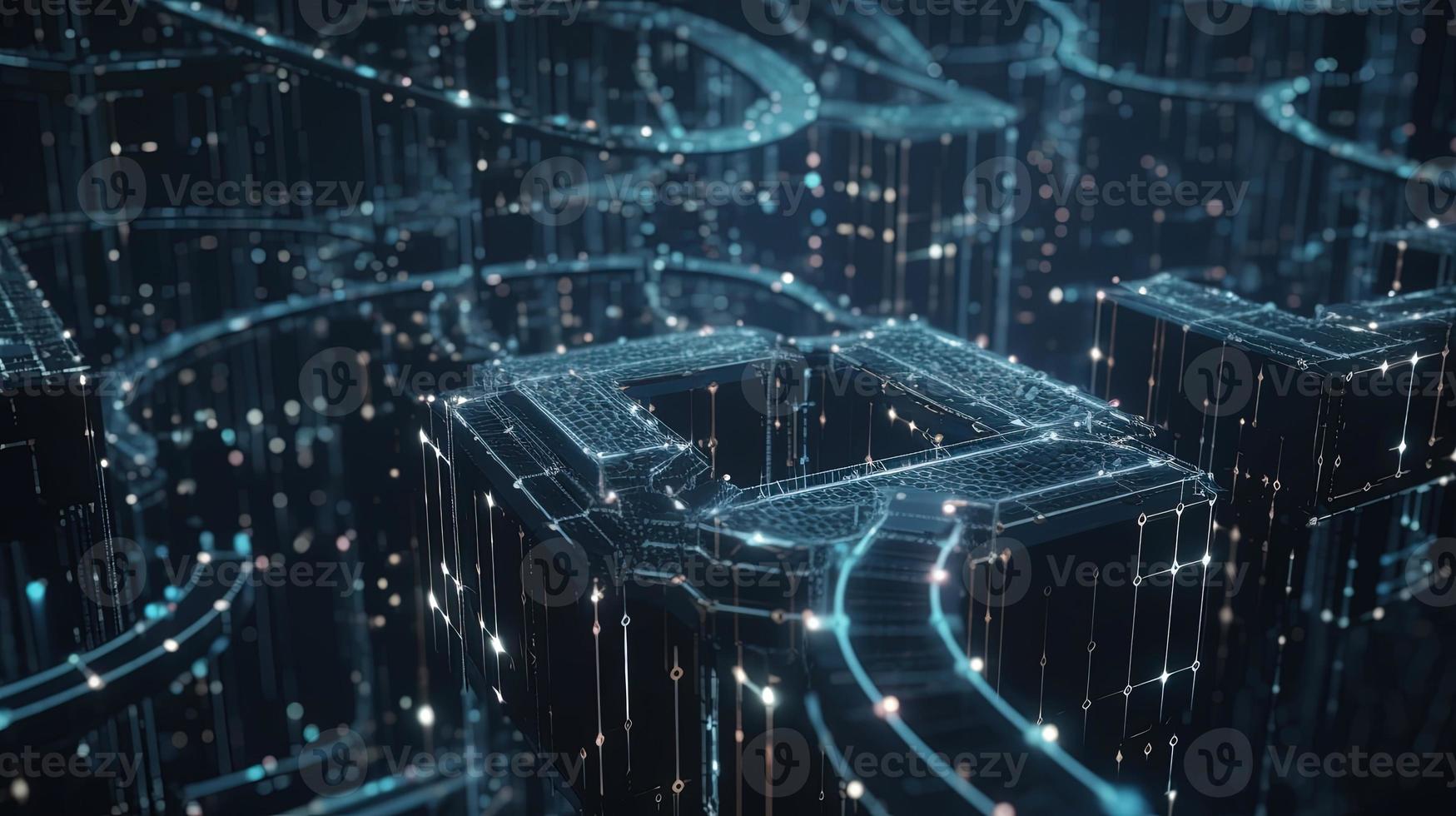 3D rendering of abstract technology concept. Digital data transfer and communication photo