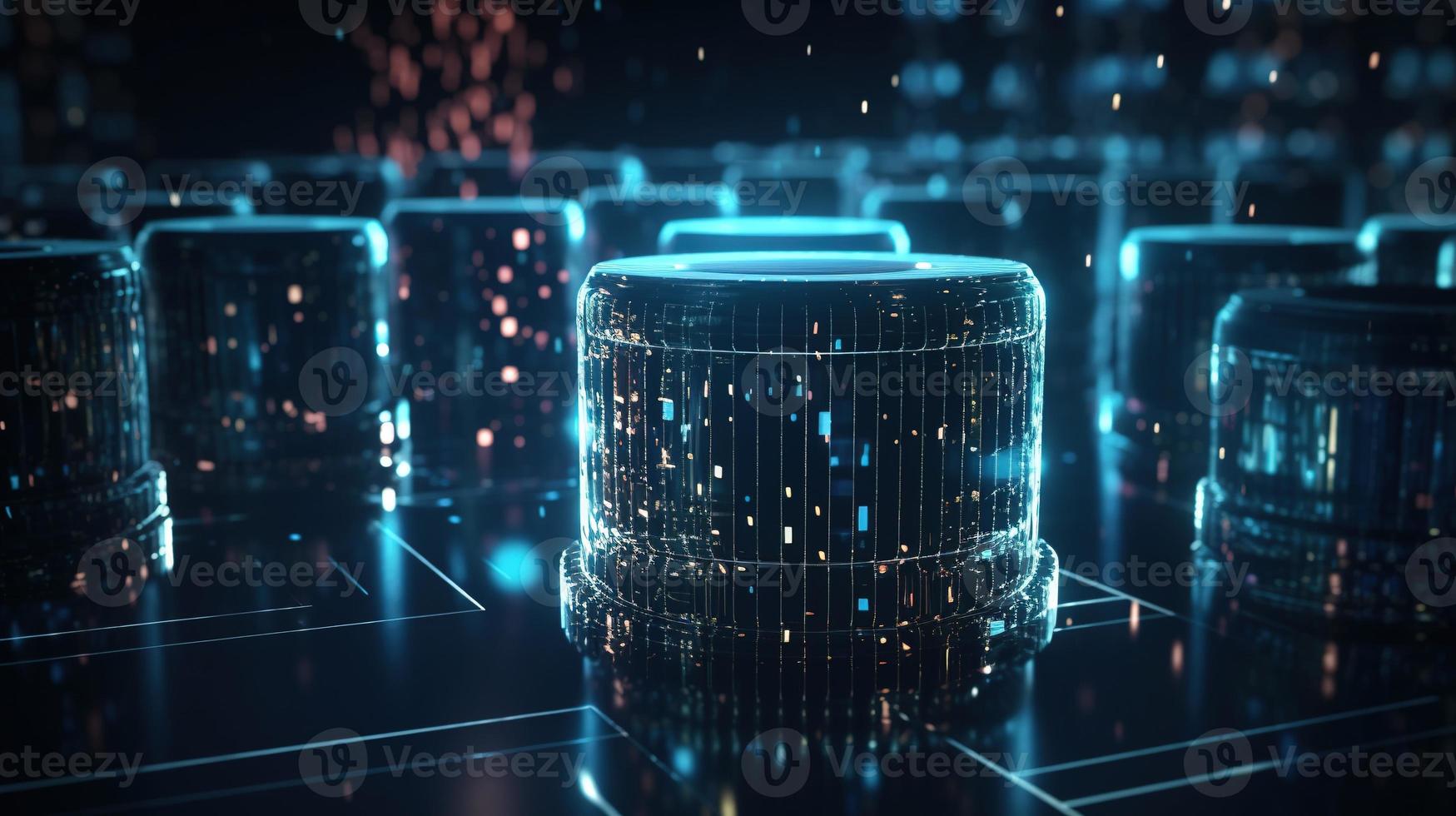 3D rendering of abstract technology concept. Digital data transfer and communication photo