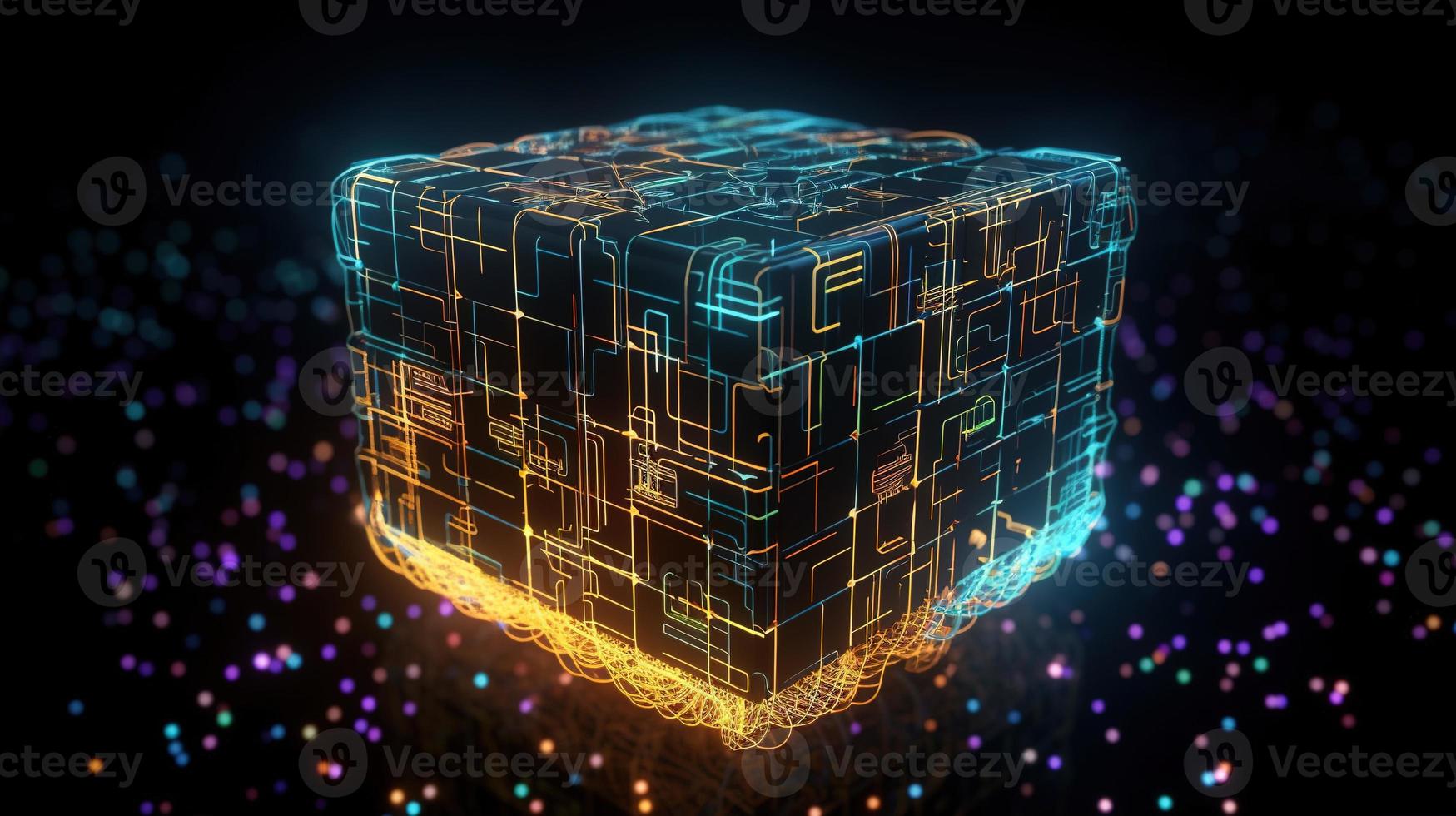 3D rendering of abstract technology concept. Digital data transfer and communication photo