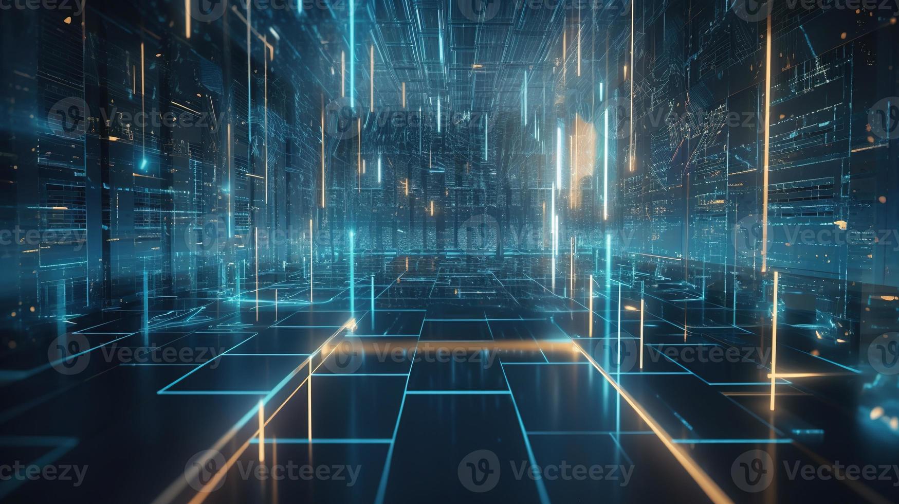 3D rendering of abstract technology concept. Digital data transfer and communication photo
