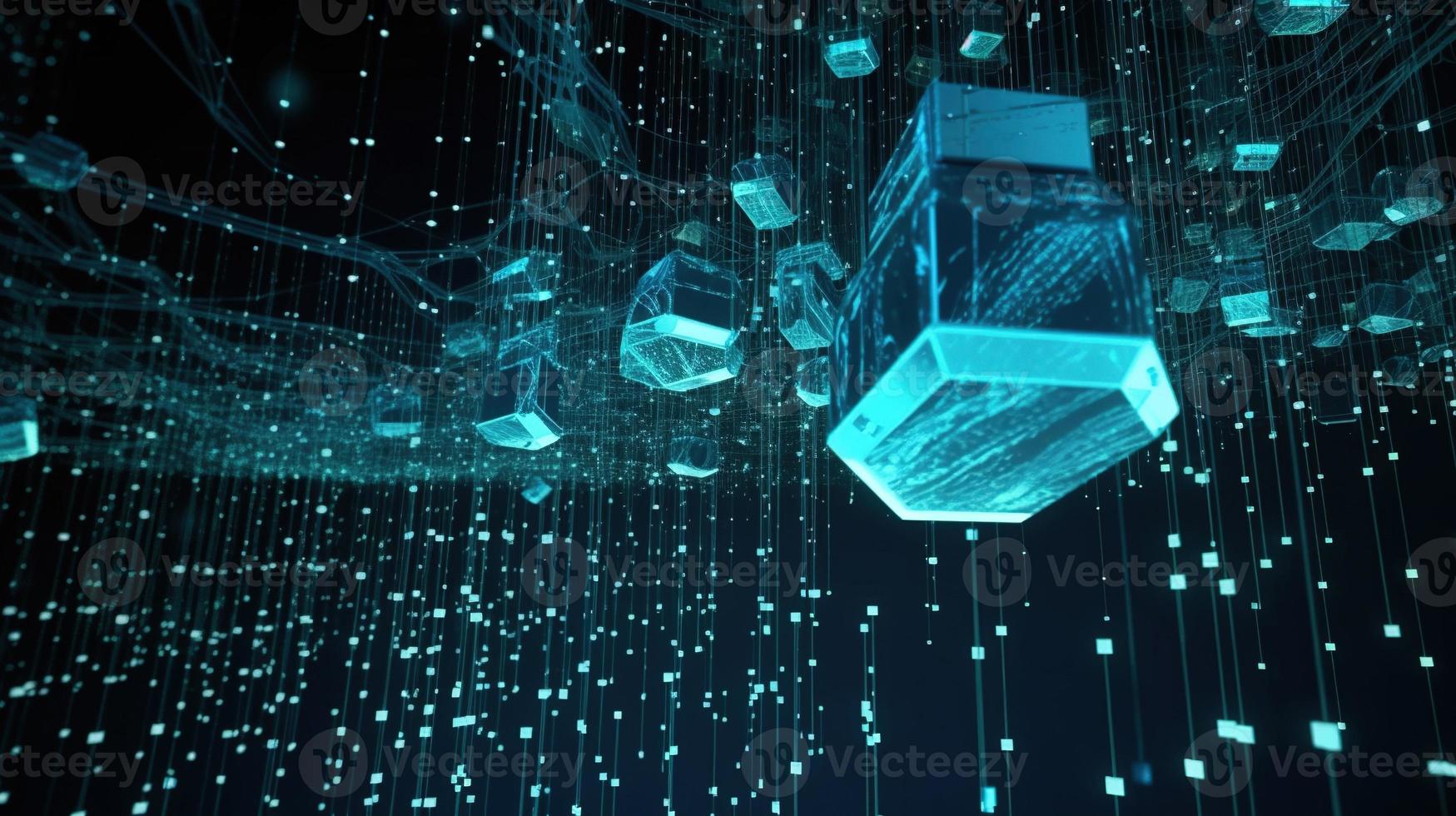 3D rendering of abstract technology concept. Digital data transfer and communication photo