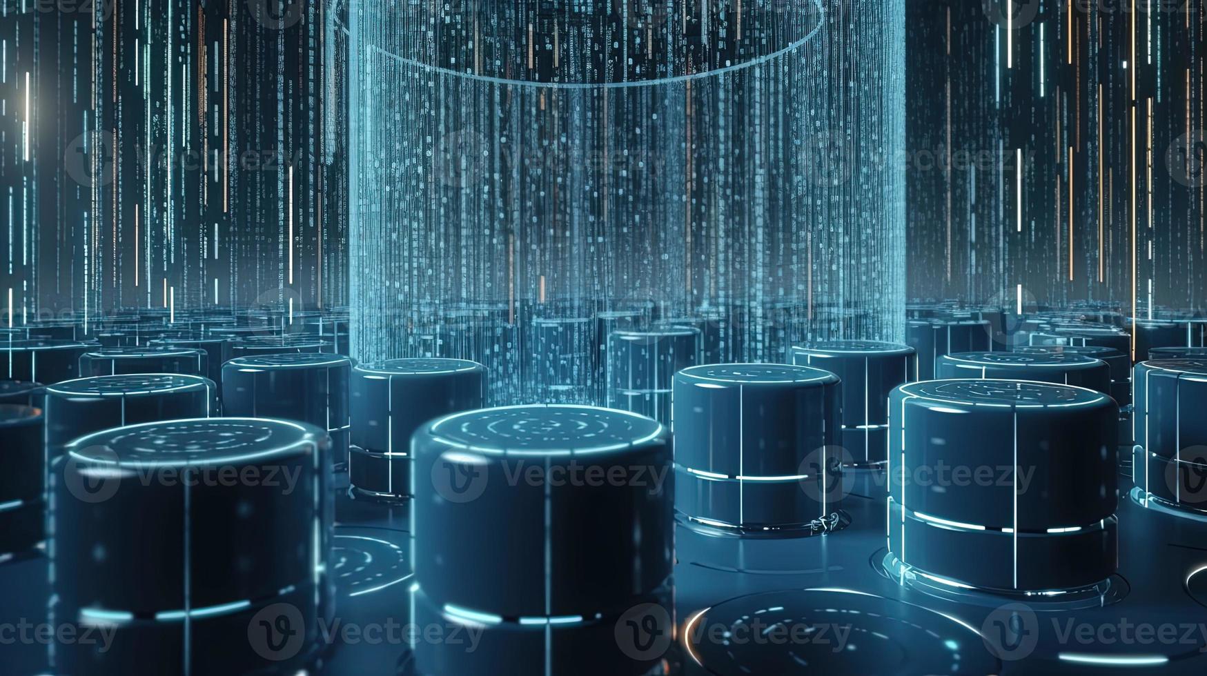 3D rendering of abstract technology concept. Digital data transfer and communication photo