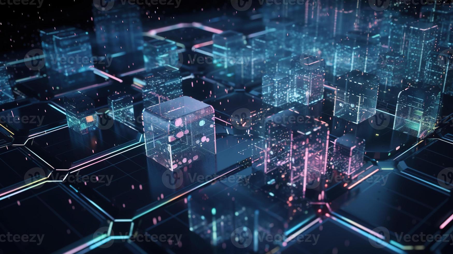 3D rendering of abstract technology concept. Digital data transfer and communication photo