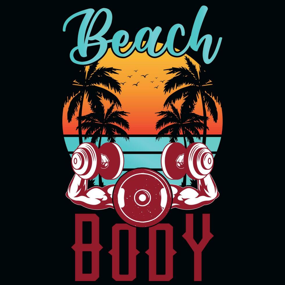 Beach body summer graphics tshirt design vector