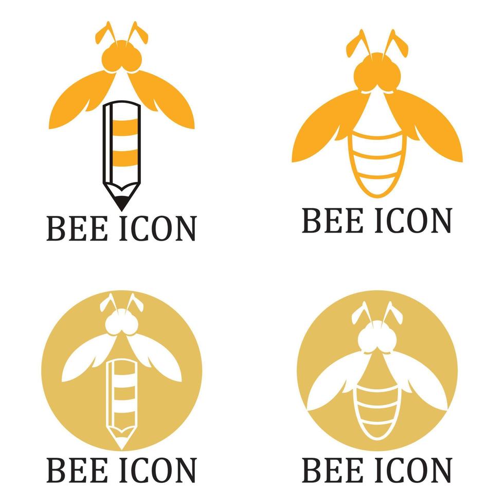 bee logo illustrations design icon vector