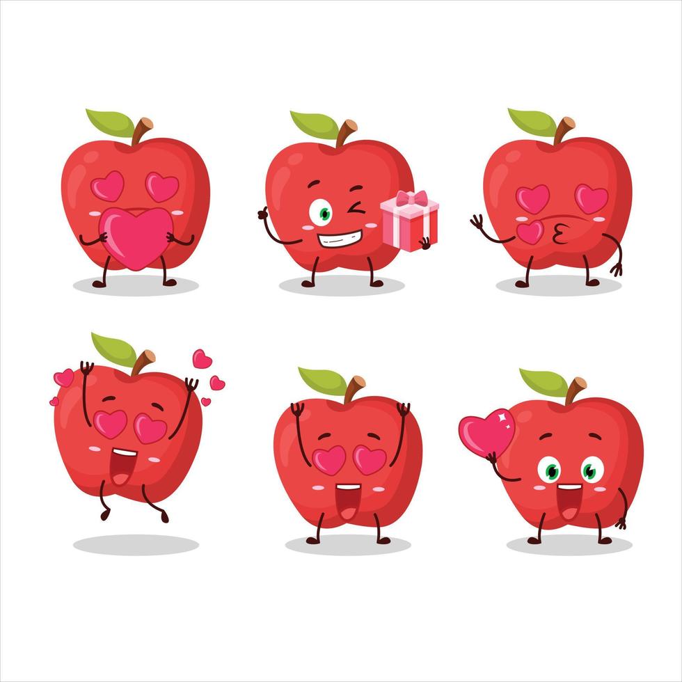 manzana dibujos animados personaje con amor linda emoticon vector