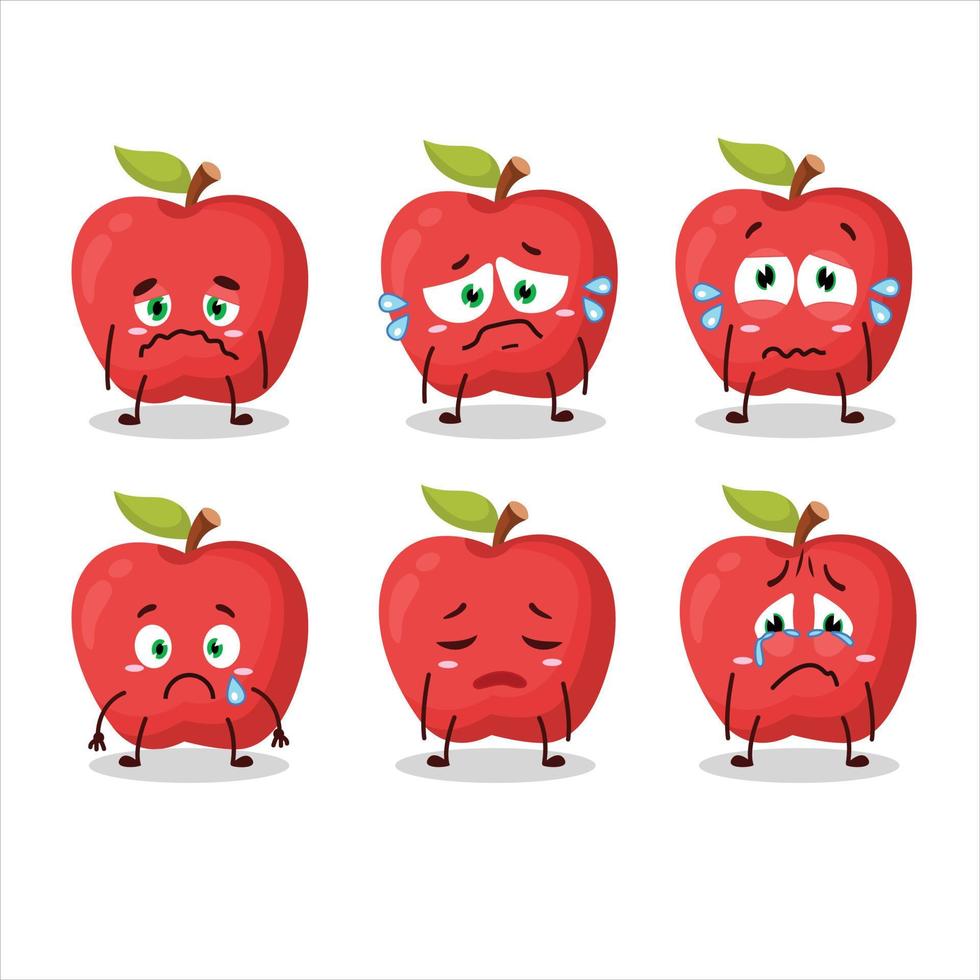 Apple cartoon in character with sad expression vector