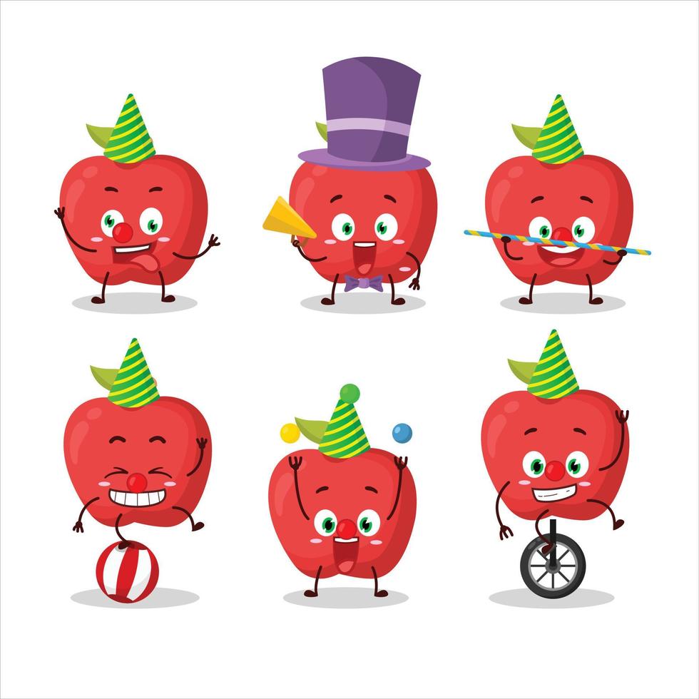 Cartoon character of apple with various circus shows vector