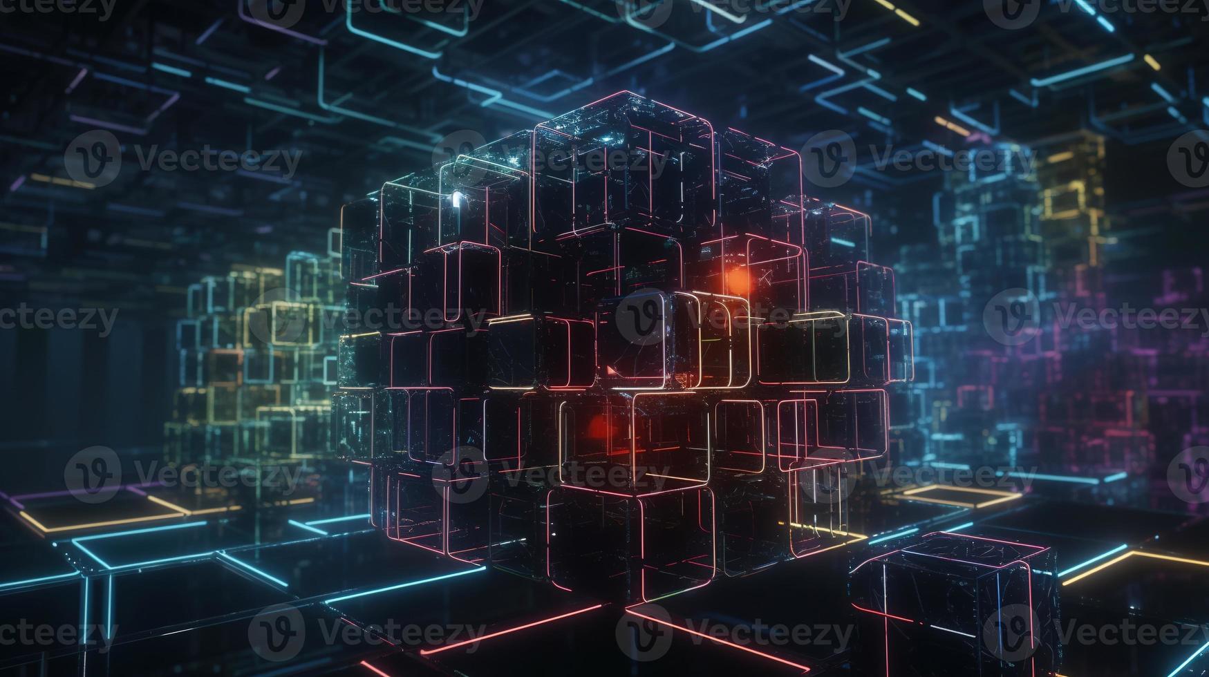 3d rendering of data storage concept. Computer generated abstract background,Digital data storage concept photo