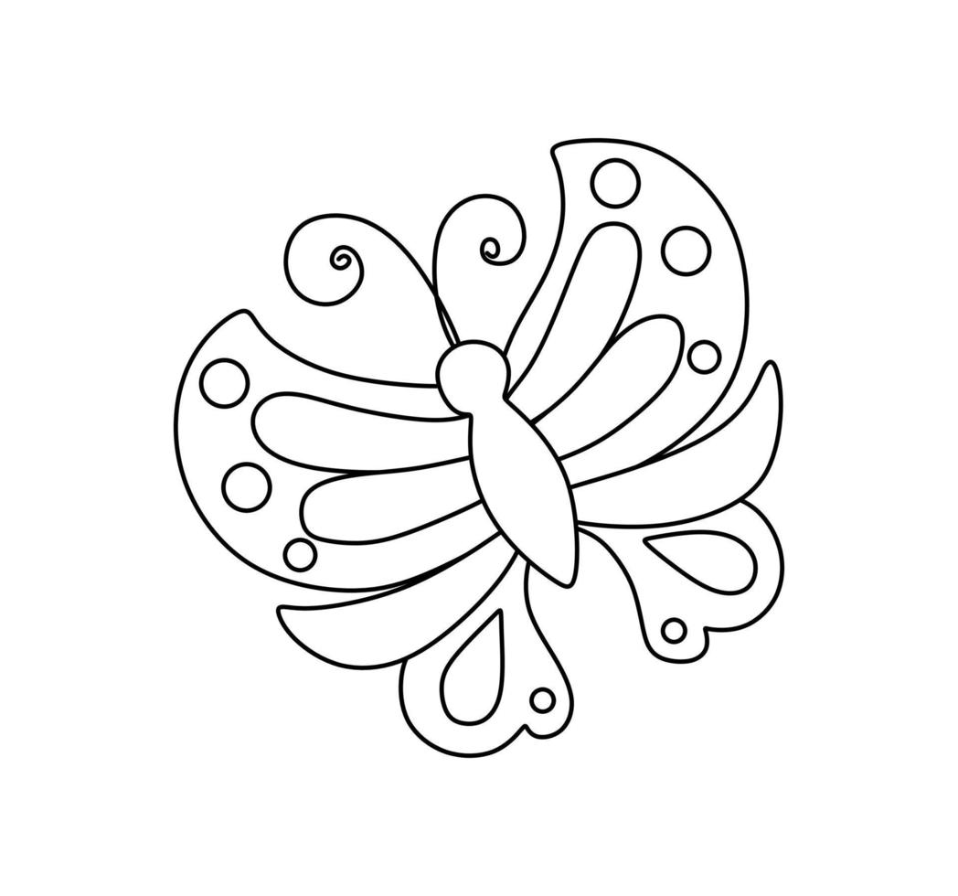 mariposa personaje negro y blanco vector ilustración colorante libro para niños