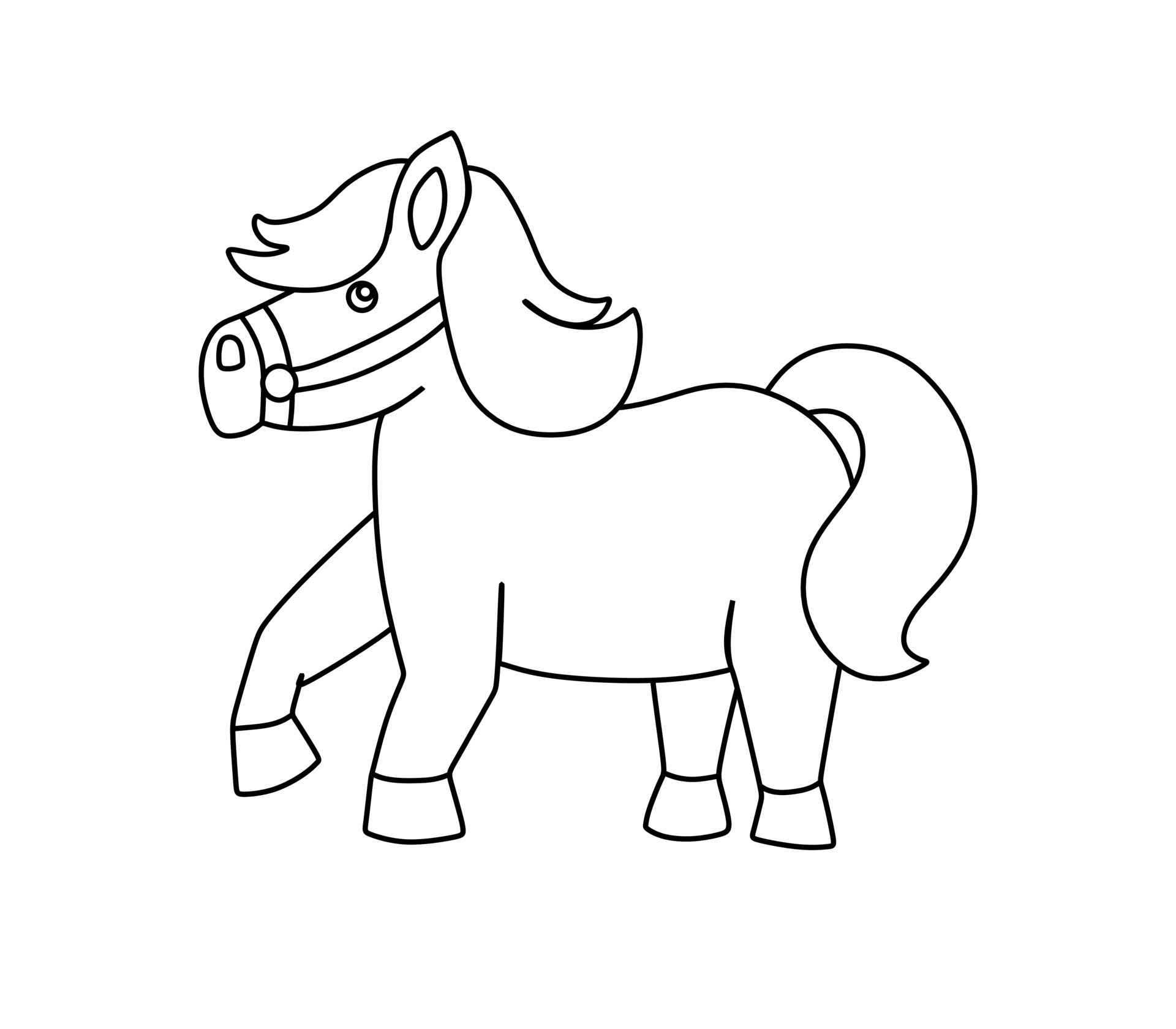 Pony Character Black and White Vector Illustration Coloring Book for ...