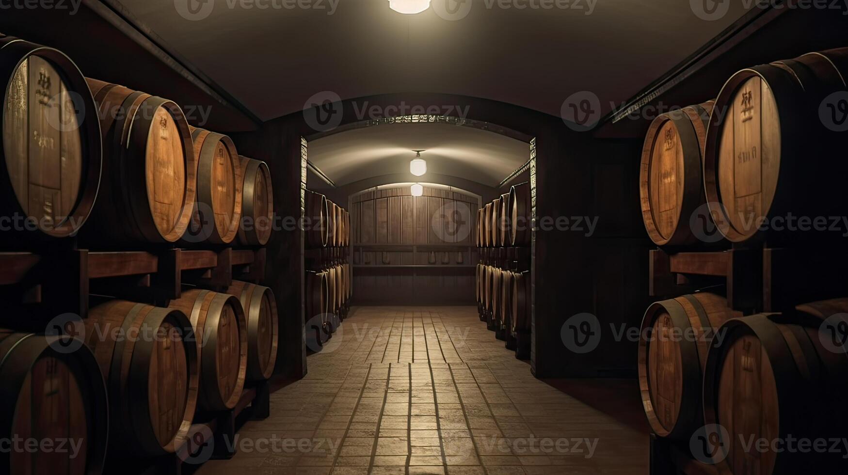 brewery cellar background, barrels, wine or beer, photo