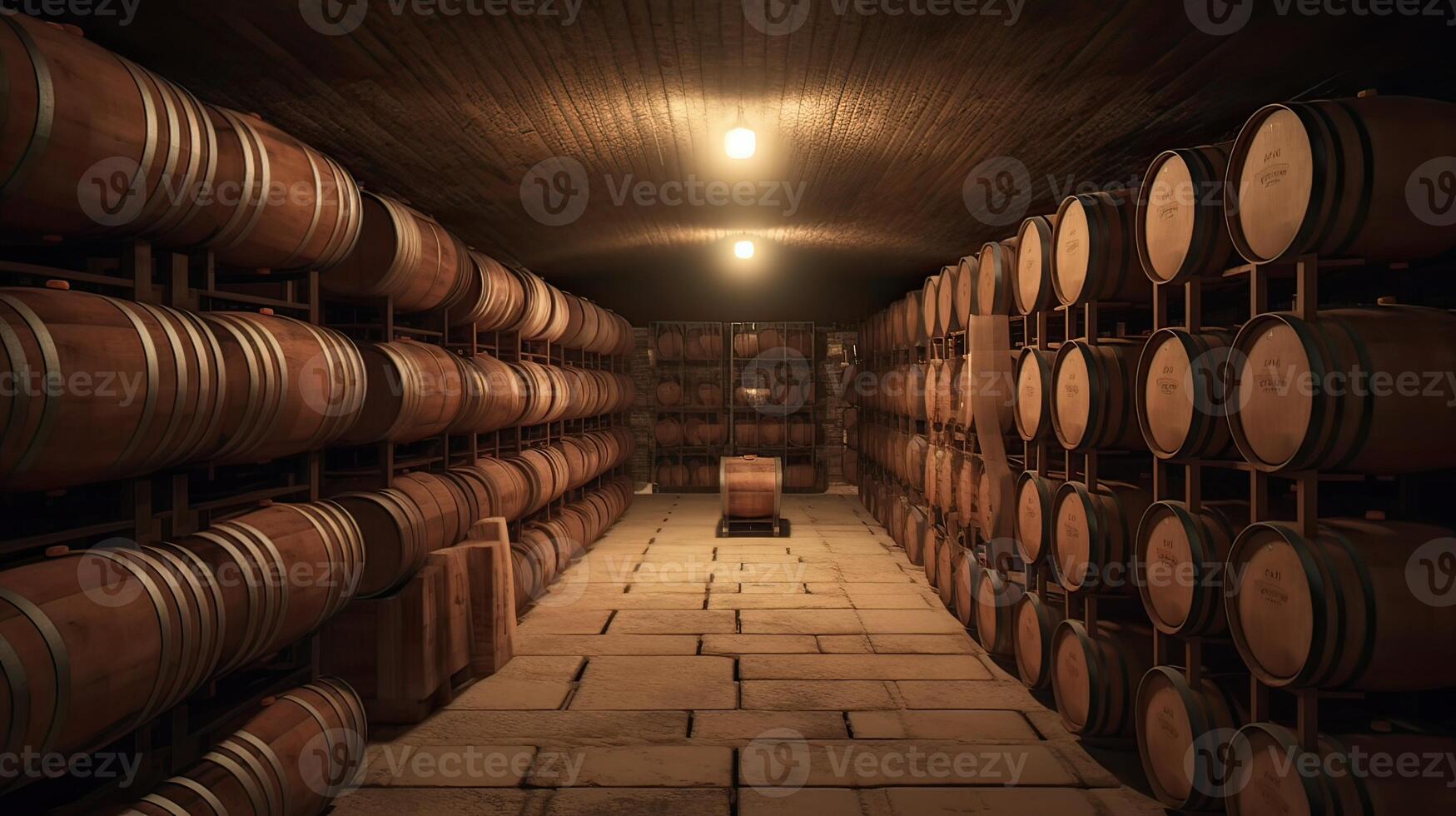 brewery cellar background, barrels, wine or beer, photo