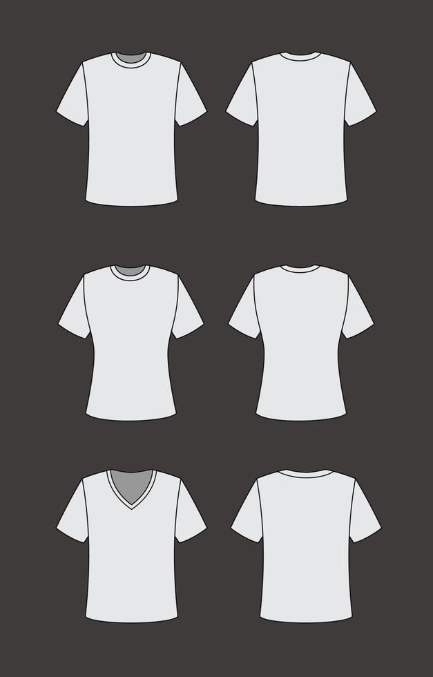 White T Shirt Mockup with Outline vector