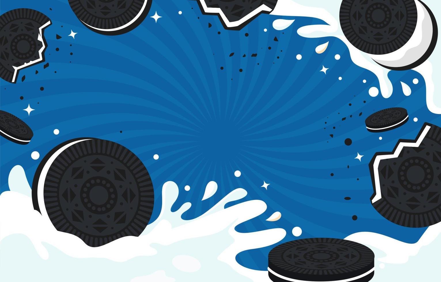 Cookies Background with Splash Milk vector