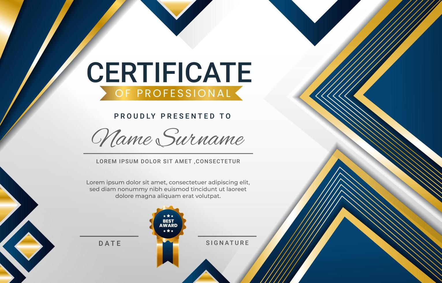 Modern Blue Certificate Template vector