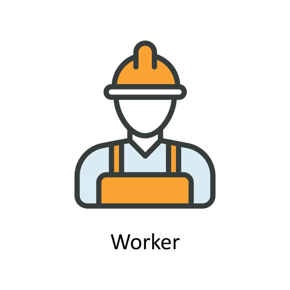 Worker Vector Fill outline Icons. Simple stock illustration stock