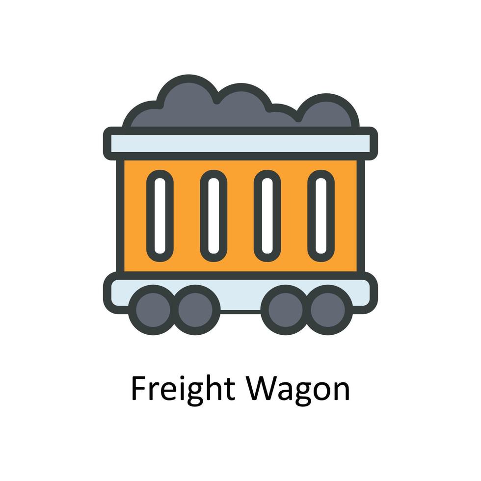 Freight Wagon Vector Fill outline Icons. Simple stock illustration stock