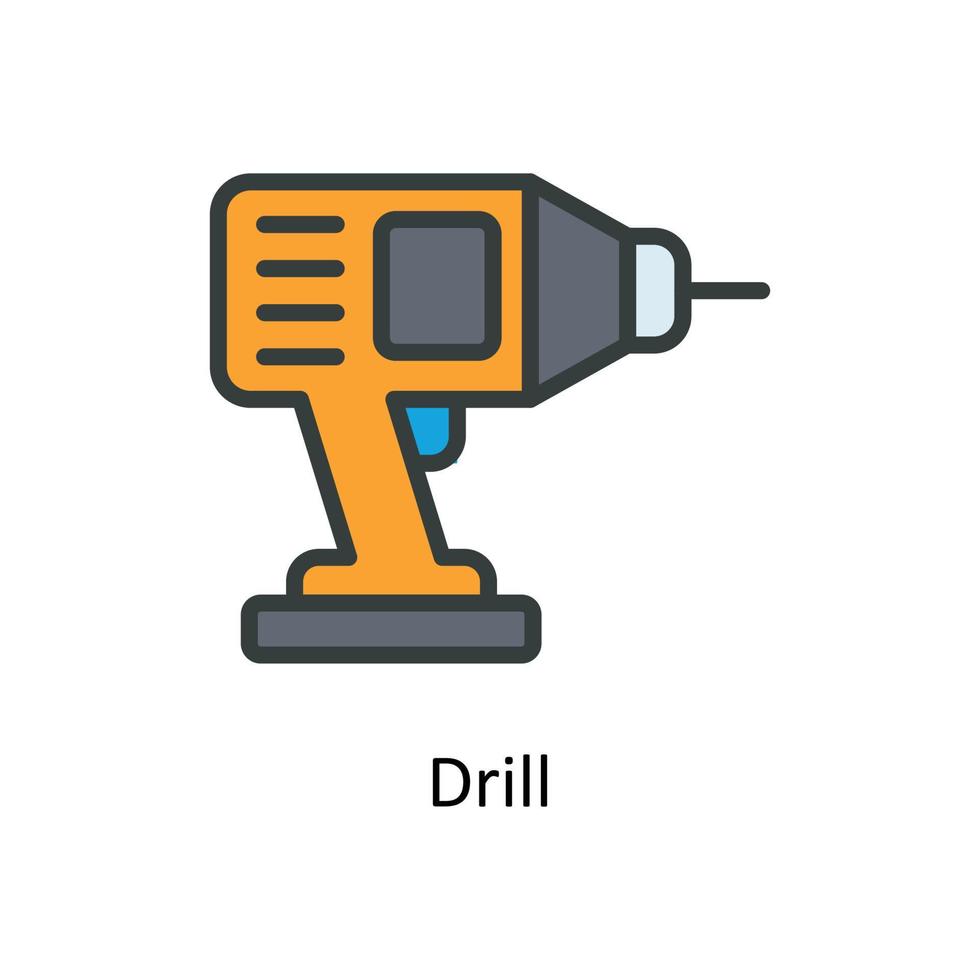 Drill Vector Fill outline Icons. Simple stock illustration stock