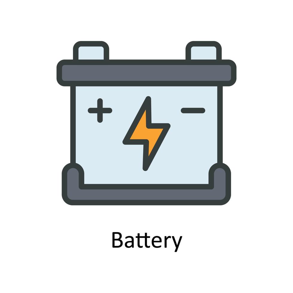 Battery Vector Fill outline Icons. Simple stock illustration stock