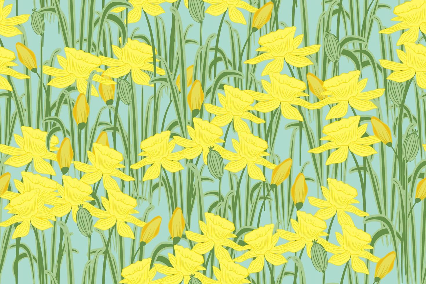 Modern floral seamless pattern hand drawing wild flower meadow vector illustration design for interior textile fabric fashion poppy hydrangea and leaves