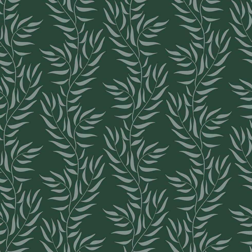 Green leaf on vine climbing seamless pattern vector illustration