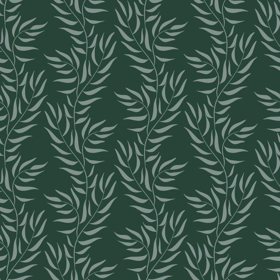 Green leaf on vine climbing seamless pattern vector illustration