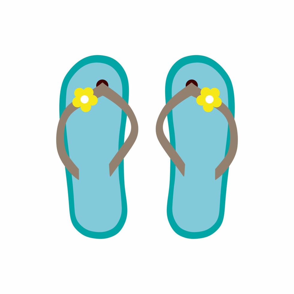 Vector colorful flip flops with flower decoration. Beach Sandals. Isolated on white.