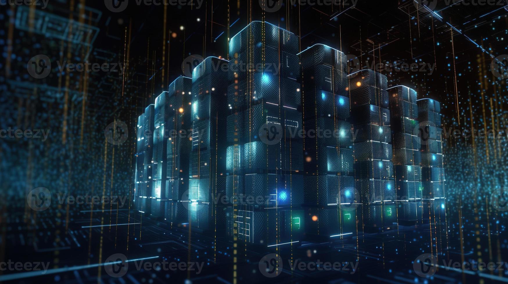 3d rendering of data storage concept. Computer generated abstract background,Digital data storage concept photo