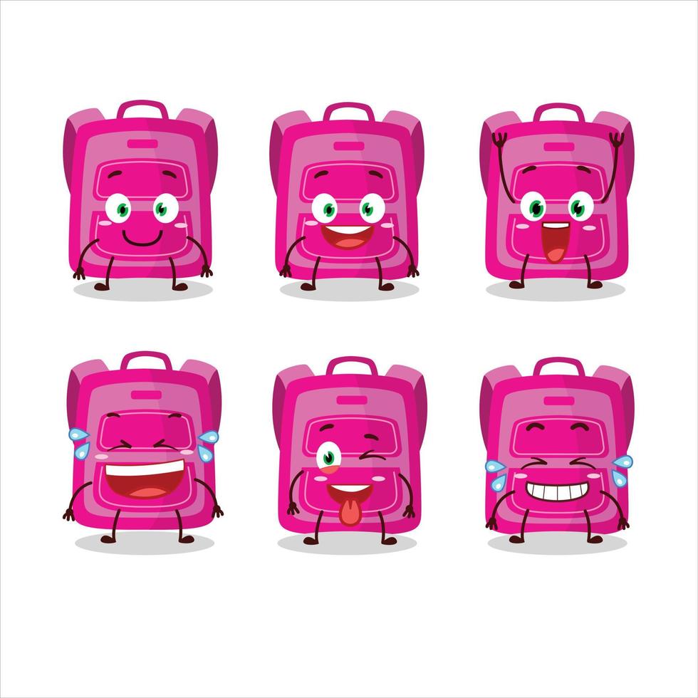 dibujos animados personaje de rosado colegio bolso con sonrisa expresión vector