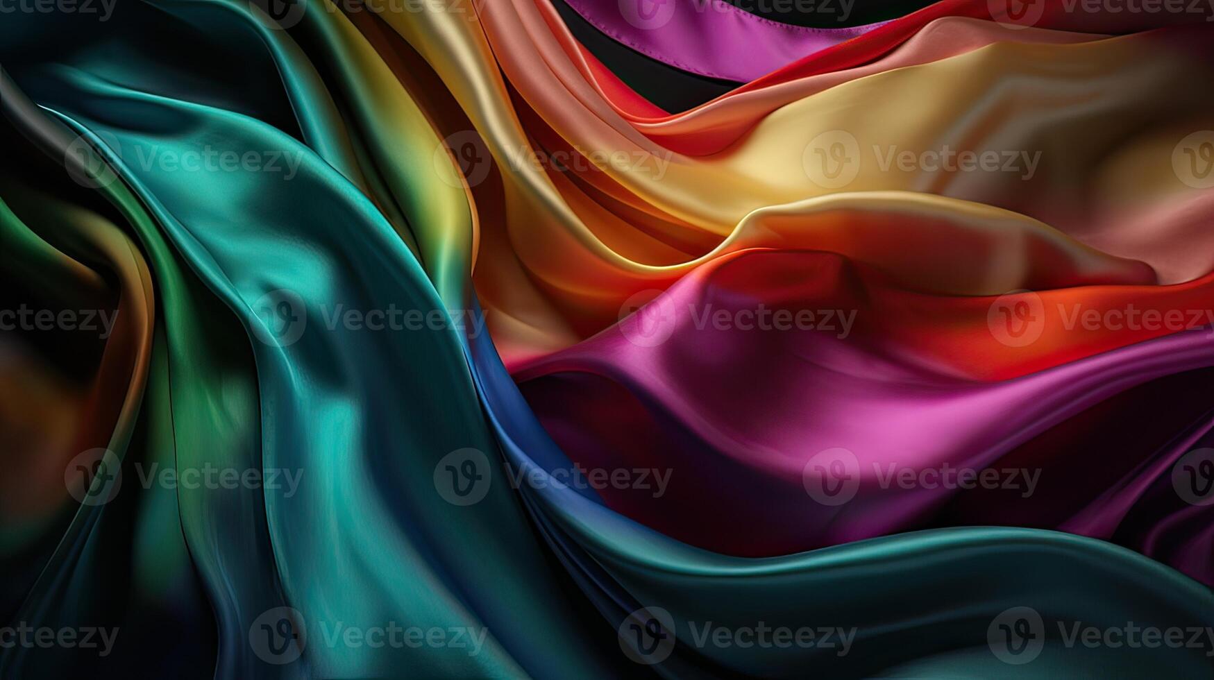 Texture, background, pattern. The texture of colorful silk fabric. Beautiful emerald colorful soft silk fabric. photo