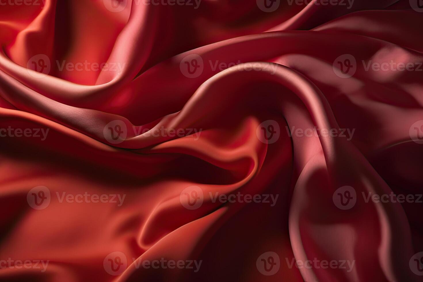 Close-up texture of natural red or pink fabric or cloth in same color. Fabric texture of natural cotton, silk or wool, or linen textile material. Red canvas background. . photo