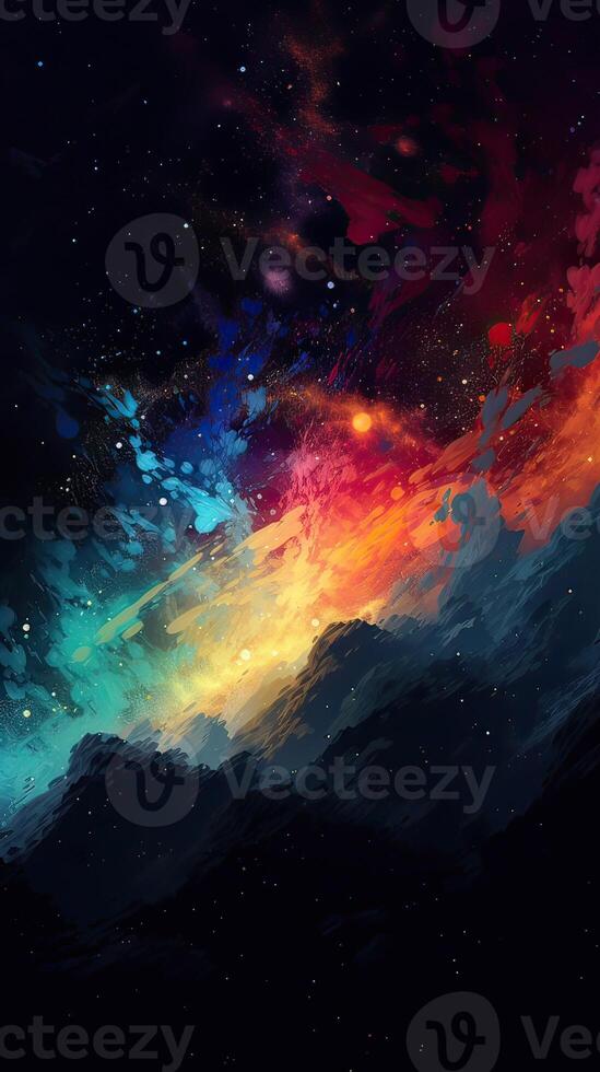 Abstract outer space endless nebula galaxy background. Large view of a colorful dark nebula in space. Cosmic background with bright shining stars, galaxies, and a deep universe. photo