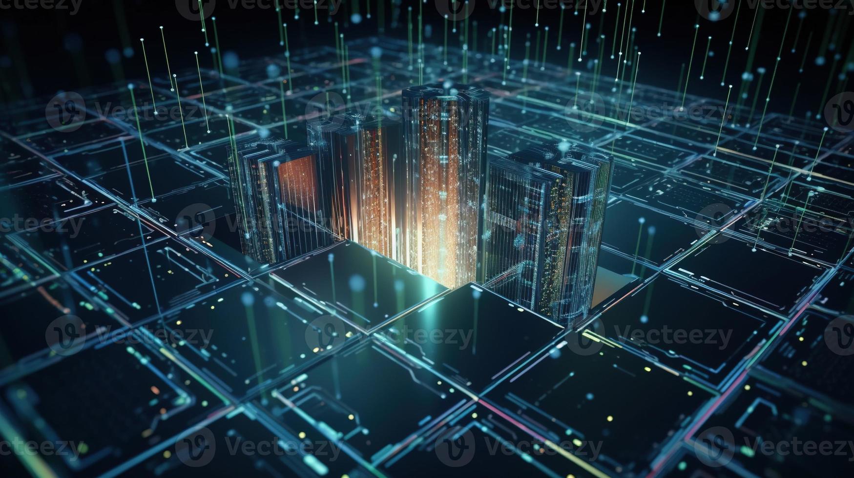 3d rendering of data storage concept. Computer generated abstract background,Digital data storage concept photo