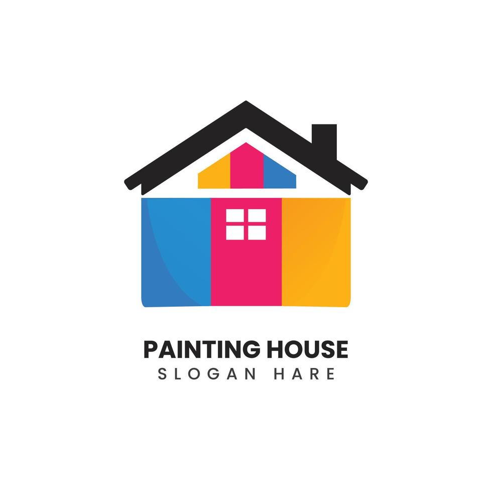 Painting house colorful style logo template vector design.