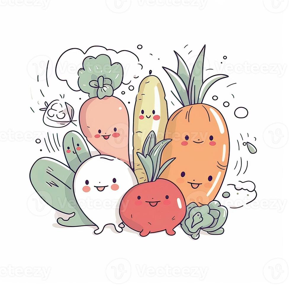 Seamless pattern with vegetables.Seamless pattern can be used for t-shirt graphics, print. Vector illustration. . photo