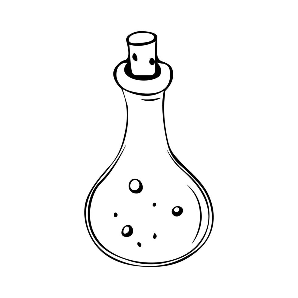 Vector illustration of Hand drawn Small glass bottle with potion