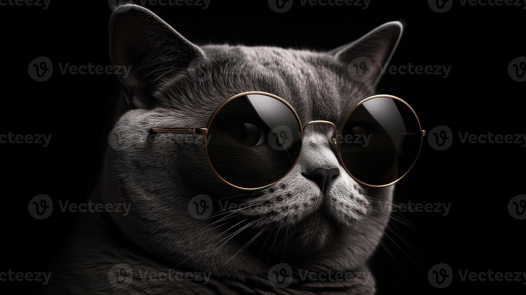 Space cat in sunglasses - cool cat meme with copy space