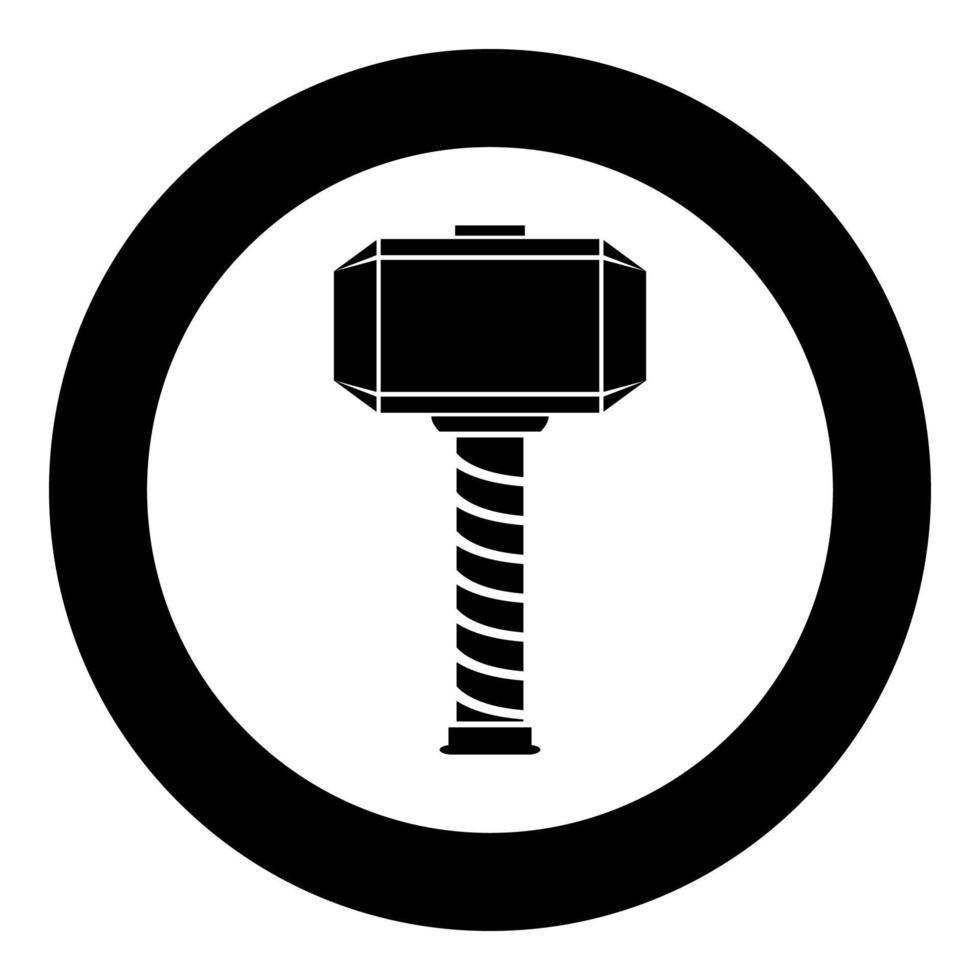 Thor's hammer Thor Mjolnir viking scandinavian mythology superhero norse weapon icon in circle round black color vector illustration image solid outline style
