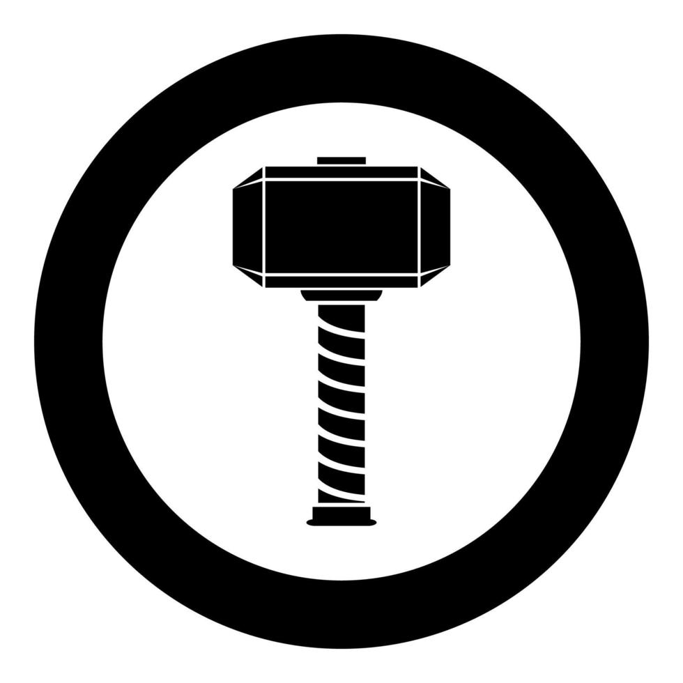 Thor's hammer Thor Mjolnir viking scandinavian mythology superhero norse weapon icon in circle round black color vector illustration image solid outline style