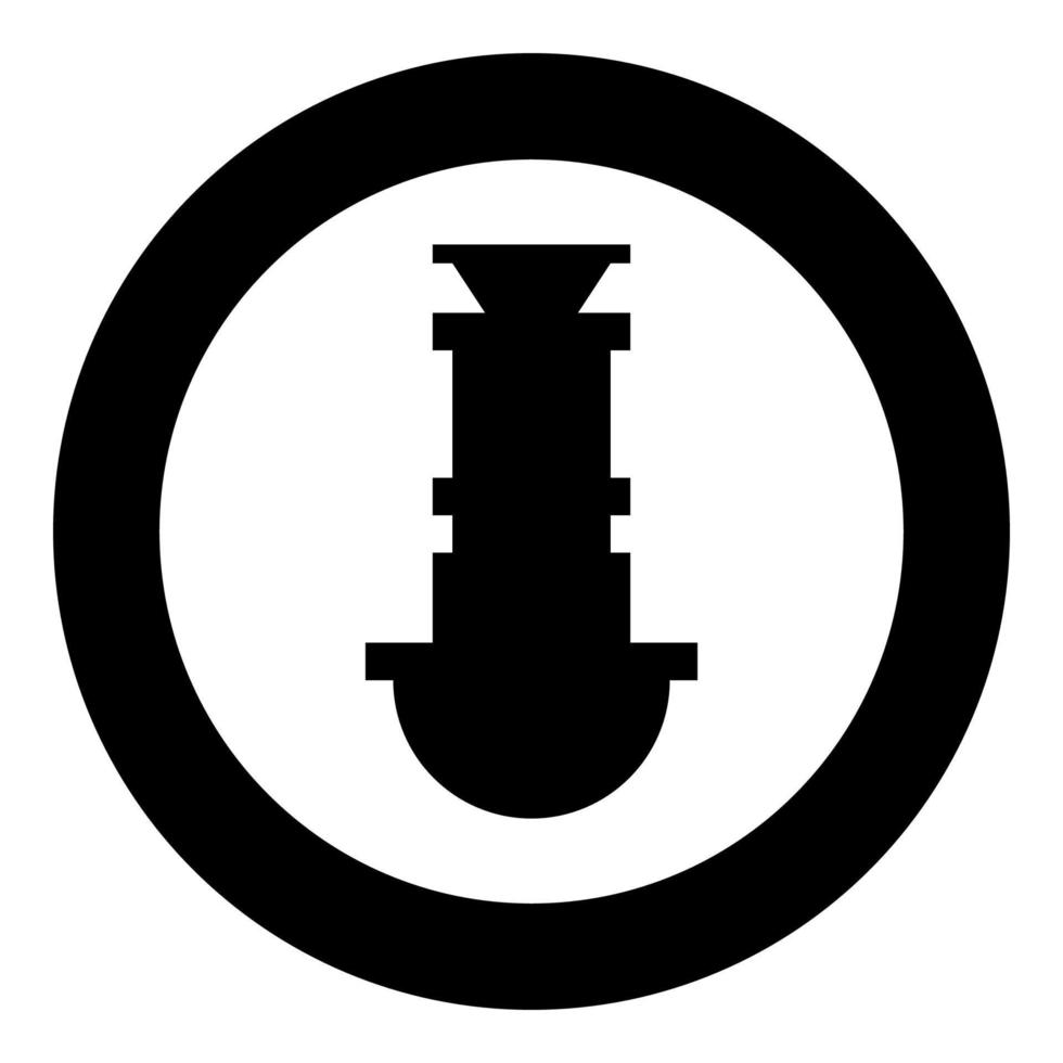 Siphon plumbing fixtures sewer drain under sink sewerage icon in circle round black color vector illustration image solid outline style