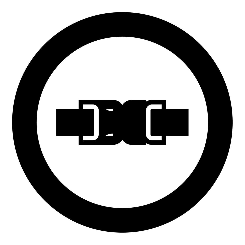 Buckle fastener clasp furniture for clothes system of fast snap join for backpack bag closed icon in circle round black color vector illustration image solid outline style