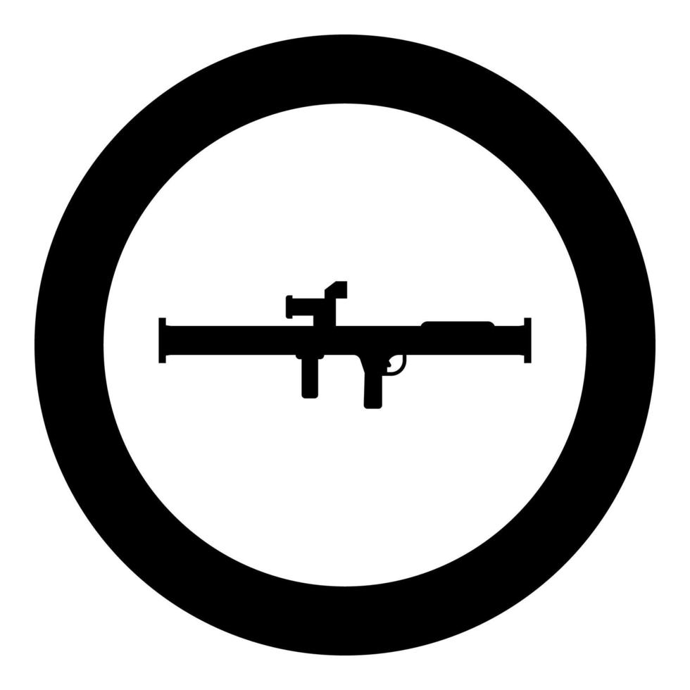 Store grenade launcher bazooka gun rocket system icon in circle round black color vector illustration image solid outline style