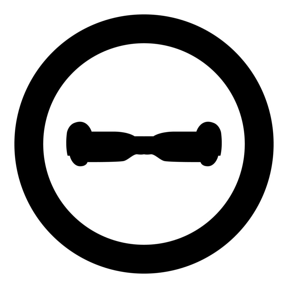 Gyro board scooter hoverboard two wheel electric self balancing eco icon in circle round black color vector illustration image solid outline style