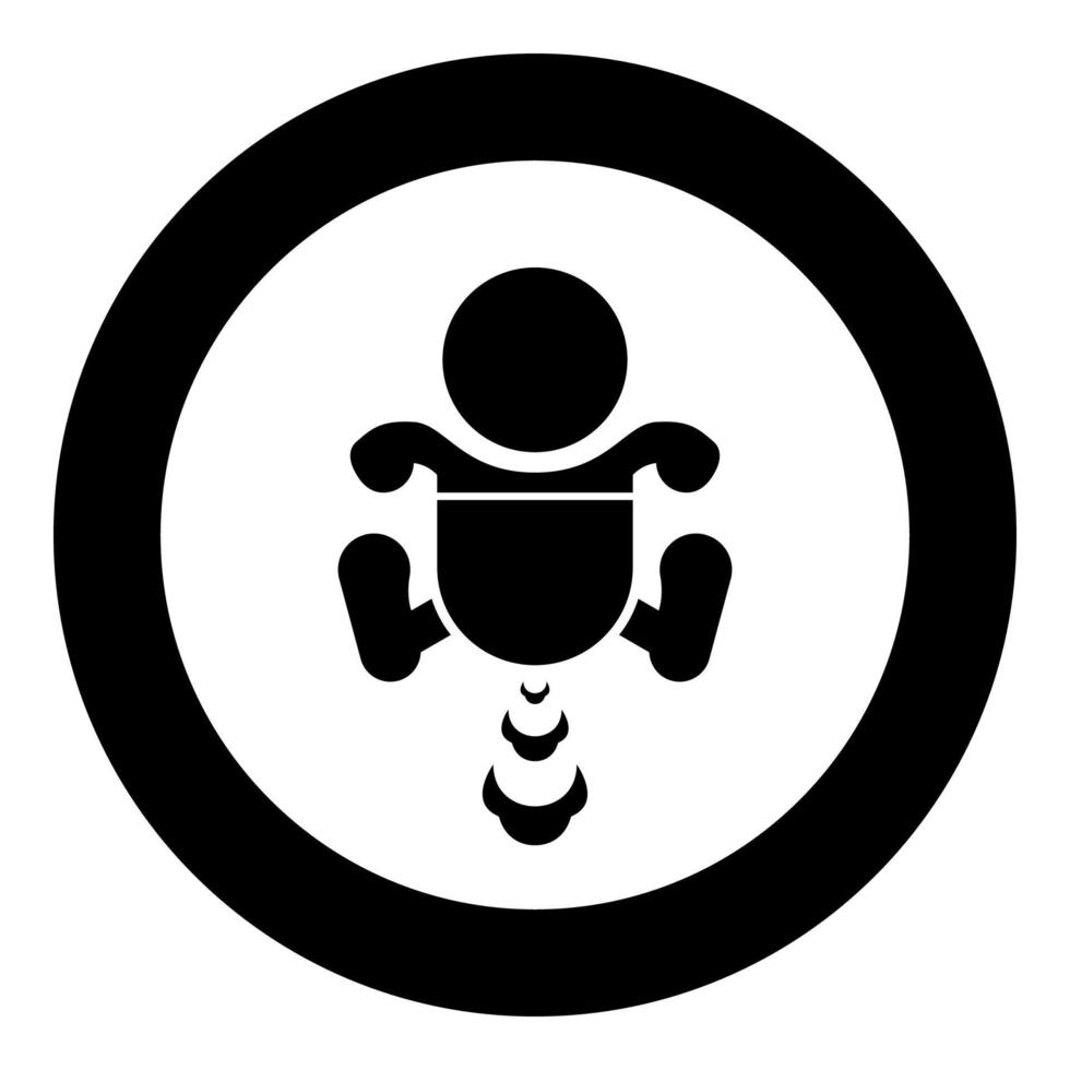 Child infant baby kid farts break wind farting bloating gas cloud stench bad smell flatulency icon in circle round black color vector illustration image solid outline style