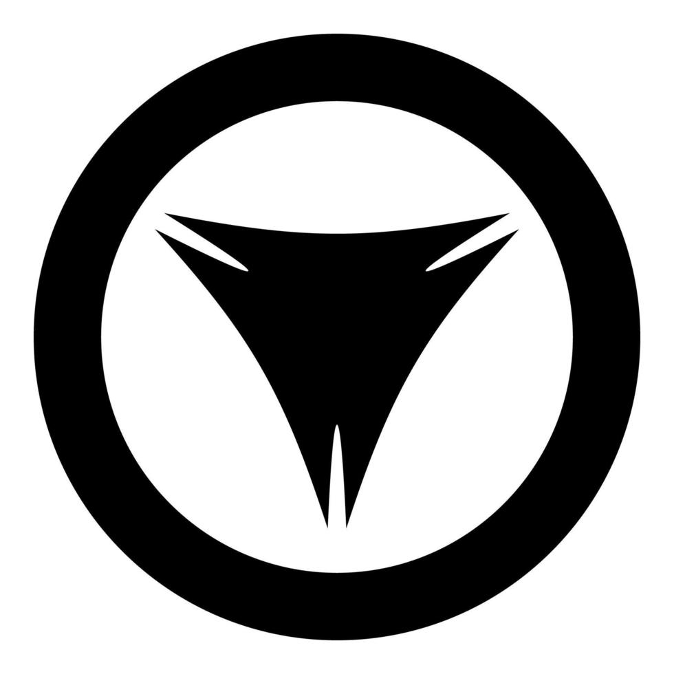 Triangle abstract shape for banner superhero sign icon in circle round black color vector illustration image solid outline style